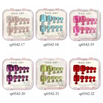Маникюр ручной работы Ногти Spar Cat Eye Flash Drill Foot Nail Patch Wear Nail Foot Manicure Fake Nail