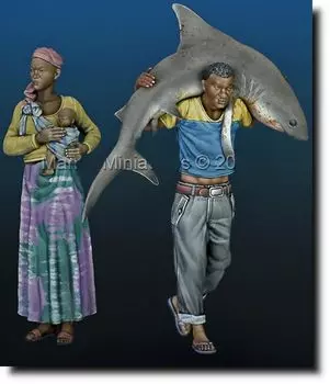 Mantis Miniature Figure Series Current Use African Commoners Resin Kit Man35160 1/35 (2 pieces)