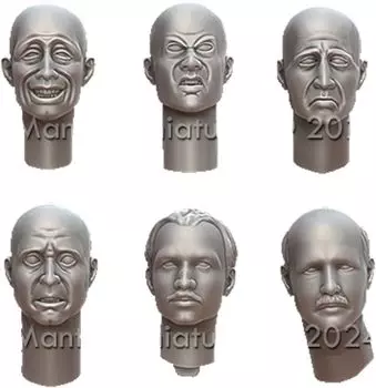 Mantis Miniature General Purpose Headset 5 Expression Mix 6 Types 2 Sizes 12 Pieces Resin Kit MAC49 1/35