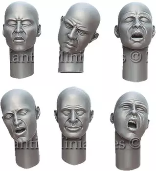 Mantis Miniature General Purpose Headset 7 Sleeping Expression 6 Types 2 Sizes 12 Pieces Resin Kit MAC51 1/35