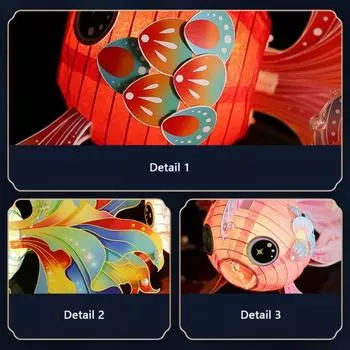 Manual Goldfish Mid-Autumn Festival Lanterns Glowing Chinese Decoration Paper Lanterns DIY Handmade Material Handheld Led Toy розовый