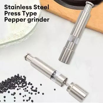 Manual Salt and Pepper Grinder Stainless Steel Salt Grinder Pepper Mill Thumb GrinderS ingle Hand Mini Grinder Kitchen Tool