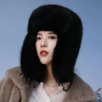 Mao Mao Lei Feng Унисекс зимние шапки из искусственной кожи Fox - толстые, теплые зимние шапки с защитой ушей One Size чёрный