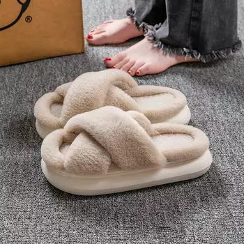 Mao Mao slippers women s autumn and winter outer wear non-slip indoor thick bottom home furry confinement cotton slippers opening winter 36-37