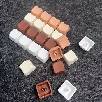 MAO Profile PBT Cats Head Shaped Keycaps Square Thermals Sublimation Keycaps for Mechanical Keyboards Customization темный кофе