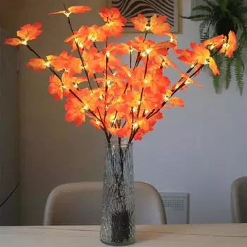 Maple Leaf Decorative Lights, With Lights That Glow, Battery-powered Artificial Maple Leaf Branch Lights, Tabletop Decorative Lights, Suitable For One Size