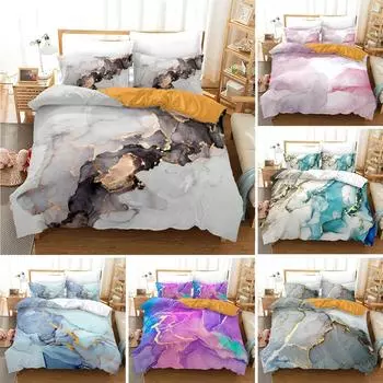 Marble Duvet Cover Abstract Geometric Bedding Set Microfiber Comforter Cover Full King For Kids Girls Boys Bedroom Decor 70x133cm 2pcs