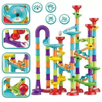 Marble Run Premium Set Обучающий конструктор Игрушка 3D Лабиринт Шар Катящийся Игрушка Набор с 30 Стеклянными Шариками для Мальчиков и Девочек