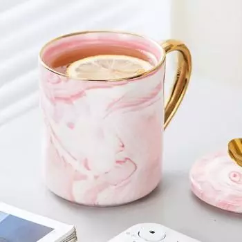 Marbled Gold Rim Ceramic Mugs Nordic Style Coffee Mug Couple Gift Home Office Afternoon Tea Cup Drinking Water Oatmeal Milk Cups 400ml