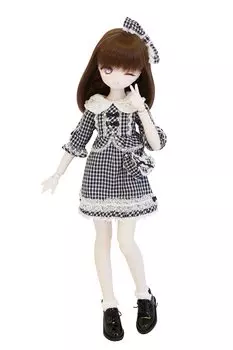 Marie MDD MSD совместимое мечтательное милое платье в клетку Лолита, черный комплект из 4 предметов, 40 см, кукла BJD, одежда для куклы Marie [Petite Premium] 1/3 [Petite чёрный