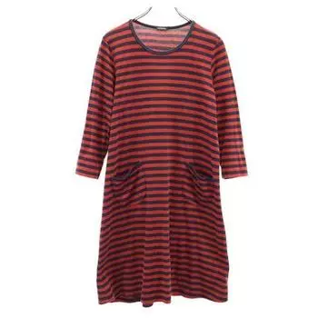 marimekko border Long sleeve one piece S Red series Women Used