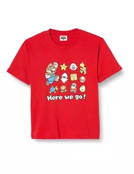 Mario Goods Персонаж Дети ЗДЕСЬ МЫ ИДЕМ Йоши Луиджи Одежда Красная [Super Mario] Футболка Детская красный