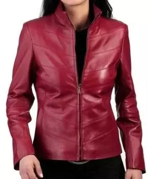 Maroon Handmade Women s Leather Jacket Stylish Casual Biker Motorcycle Lambskin S малиновый