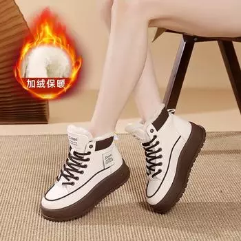 Martin boots British style short boots spring and autumn new velvet versatile board shoes high-top women s shoes KT 35 хаки