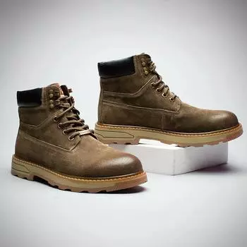 Martin boots men s 2025 autumn new velvet men s shoes warm snow boots men s medium leather tooling boots men s trend 38