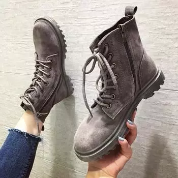 Martin boots women s tooling boots autumn and winter new fashion short boots velvet round head women s boots retro 35