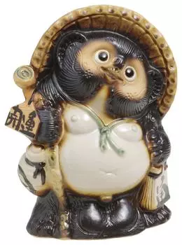 Marui Seito Shigaraki Ware Raccoon Ornament Good Luck Raccoon Dog Pottery Large Size 8 Width 21 x Height 26 cm Lucky Gift Ceramic Figurine Made in коричневый