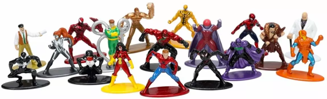 Marvel Comics Jada Toys Nano Metal Figs Diecast Mini Figures Heroes Villains 20 Pack 2023 American Comics & Spider-Verse [Товар]
