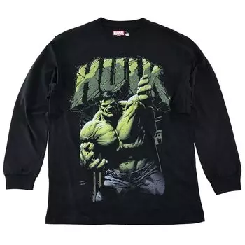 MARVEL Marvel Ron T с длинным рукавом Hulk Captain America American Comics Character Goods черная футболка размера L с изображением Человека-паука для мужчин [Товар] чёрный