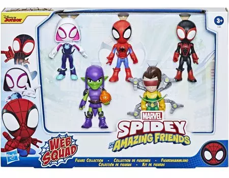 Marvel Spider Его удивительные друзья Фигурки Супергерои Злодеи Друзья Злодеи Пакет и + (Выбрать цифры) (Паук и (5 фигур)) зелёный