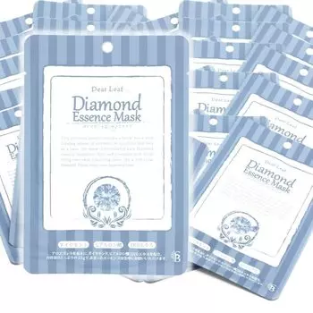 Маска Diamond Essence DEAR LEAF 30 шт., запас на 1 месяц, упаковка Diamond Essence, гиалуроновая кислота Q10, натуральная маска-лист с алоэ вера, в индивидуальной упаковке