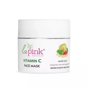Маска для лица La Pink с витамином C, белым халди и сливой какакду | Для сияющей яркой кожи | Формула на 100% свободна от микропластика | Все типы кожи | 100 г