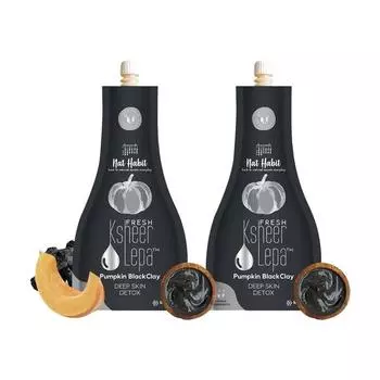 Маска для лица Nat Habit Fresh Pumpkin Black Clay Ksheer Lepa для глубокой детоксикации кожи, очищения и удаления грязи (40 г каждого, упаковка из 2 шт.)