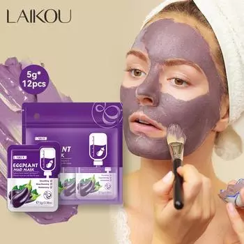Маска для лица с пастой из баклажанов LAIKOU, 5 г, очищающая от грязи маска для лица, средство по уходу за кожей 3PCS
