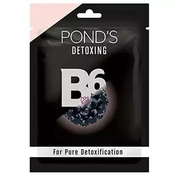 Маска-пленка с активированным углем POND S, с витамином B6 для очищения кожи от токсинов, без парабенов, черная биоразлагаемая ткань, 25 мл
