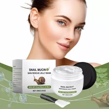 Маска с муцином, маска для лица Rescue Jelly, увлажняющая маска для лица с 96% муцина и экстрактом мяты, улучшающая состояние кожи, устраняющая недостатки и тусклость One Size