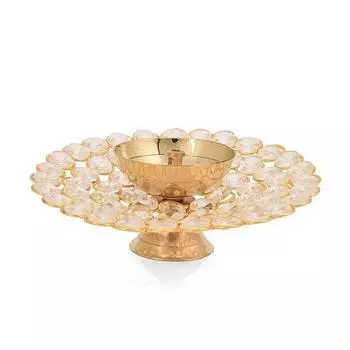 Масляная лампа Akhand Brass Diya для пуджи, большая круглая хрустальная лампа Deepak для домашнего офиса, пуджи