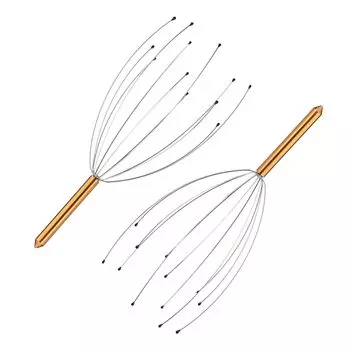 Массажер для головы Head Spa Wire Scalp Massage 12 Claw, захватывающее удовольствие, снятие стресса, уход за кожей головы, 2 шт. (золотой)