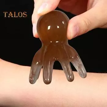 Массажер для головы Octopus, портативный массажер для кожи головы из смолы, инструменты для массажа кожи головы для релаксации и ухода за волосами коричневый