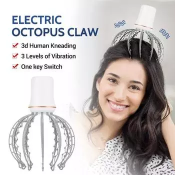 Массажер для головы Octopus с 3 режимами вибрации Эргономичный дизайн USB-перезаряжаемый Портативный
