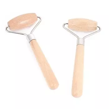 Массажер для лица Gua Sha с деревянным роликом и шипами, деревянная ручка для массажа лица с помощью гуаша, лифтинга кожи, похудения, ухода за кожей