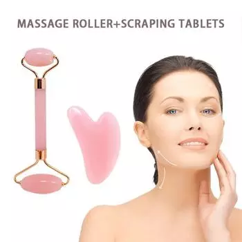 Массажер для лица с двумя роликами Beauty Stick в форме сердца, скребковые таблетки, розовые, для массажа всего тела, розовые IW и набор