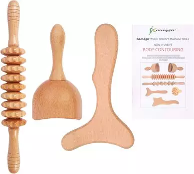 Массажные инструменты Wood Therapy 3-в-1, лимфодренажный массажер, деревянный массажер для мадеротерапии, борьбы с целлюлитом, коррекции фигуры и контурирования