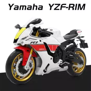 Масштаб 1/12 Yamaha YZF-R1M, модель гоночного мотоцикла из сплава, литая под давлением игрушка, уличная модель мотоцикла для беговых лыж, имитация детских подарков 1/12-Size:17.5*10*5cm белый