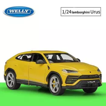 Масштаб 1/24 Welly Lamborghini URUS, модель автомобиля из сплава, литье под давлением, металлические игрушечные автомобили, модель автомобиля, коллекция высокой имитации, детские подарки 1/24-19.5x7.8x6.4cm жёлтый