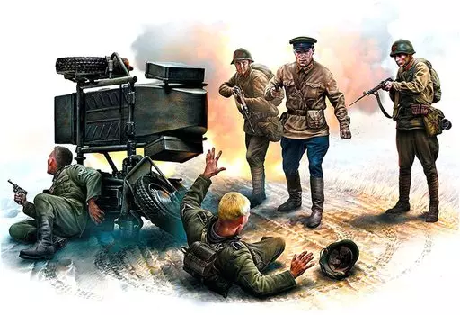 Master Box Accident 2 немецких солдата 3 советских солдата Accident Encounter Пластиковая модель MB35090 1/35 Германия/Советский