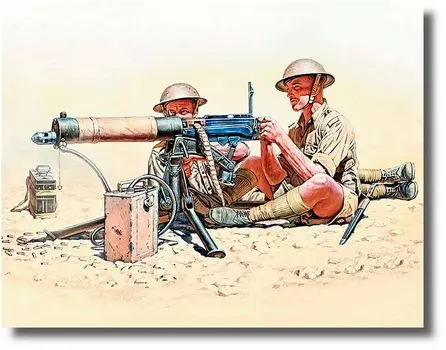 Master Box British Vickers Machine Gun Team North Africa 5 Soldiers Пластиковая модель MB35097 1/35 Британская/Немецкая