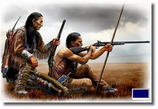 Master Box Indian War Long Range Shooting 2 Коренные Американские Солдаты Винтовка Пластиковая Модель MB35128 1/35