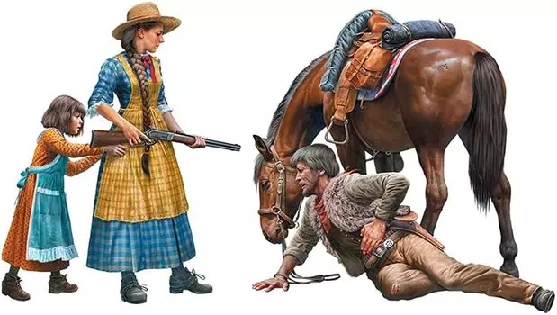 Master Box Outlaw Tucker против Molly Rebecca Horse Western Series Пластиковая модель MB35203 1/35 и +