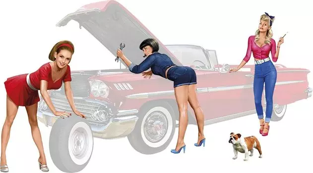 Master Box Pinup Series Девушки-легенды отправляются в новое приключение Набор из 3 пластиковых моделей MB24082 1/24 1960-е