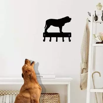 Mastiff Dog Key Rack Hanger Wall Hook Up Crafts Home Metal Pendant Wall Art, Perfect Gift for Mastiff Owners and Dog Lovers M светло-серый
