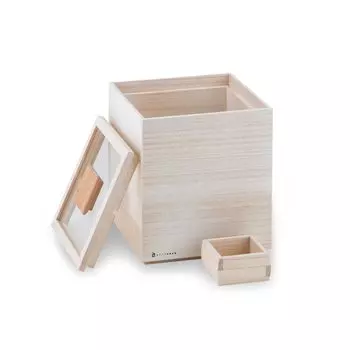 Masuda Kiribako Store Банка для риса Paulownia с чашкой для риса Хранение риса Paulownia в коричневом мультизерновом сухом консерванте для влажности (5кг)