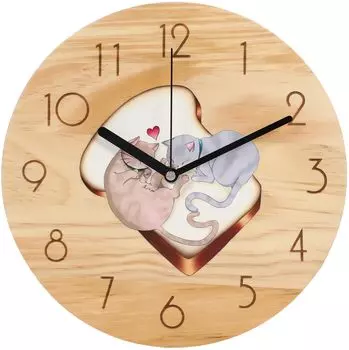 matakoko315 Wall Calico High Natural Black White Interior Sweep 3 Continuous Second Luxury Wall Living Wall Small Cat Brown Tiger Mackerel Clock, Cat,