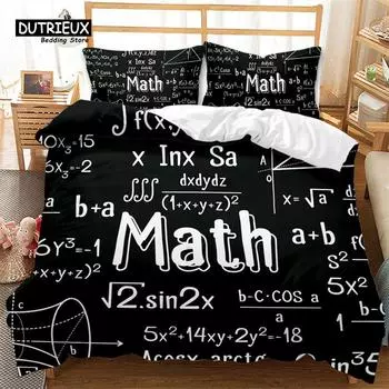 Math Function Duvet Cover Math Equation Bedding Set Double Microfiber Science Geometry Comforter Cover Educational Quilt Cover EU single(135x200cm)
