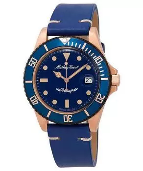 Mathey-Tissot Mathy Vintage Бронзовый автоматический кожаный ремешок с синим циферблатом Мужские часы H901BZBU синий