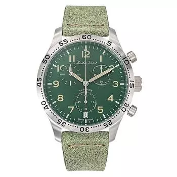 Mathey-Tissot Type 21 Flyback Chronograph кожаный ремешок зеленый циферблат кварцевые мужские часы H1821CHALV зелёный